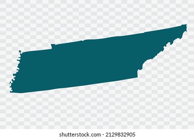 TENNESSEE Map Teal Green Color on Backgound png