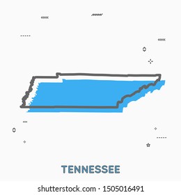 Tennessee map in thin line style. Tennessee infographic map icon with small thin line geometric figures. Tennessee state. Vector illustration linear modern concept