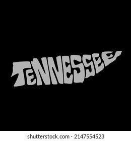 Tennessee map typography. Tennessee state map typography. Tennessee lettering.