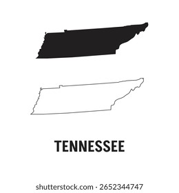 Tennessee map of USA state. Tennessee map vector illustration. Tennessee vector map on white background.