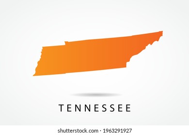 Tennessee Map - USA, United States of America map, World Map International vector template with Orange gradient color isolated on white background - Vector illustration eps 10