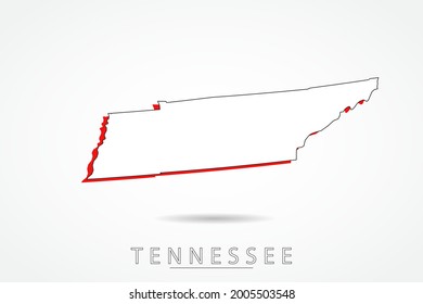 Tennessee Map - USA, United States of America map, World Map International vector template with red and outline graphic sketch style isolated on white background - Vector illustration eps 10