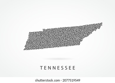 Tennessee Map - USA, United States of America Map vector template with Black grid on white background  for education, infographic, design, website, banner - Vector illustration eps 10