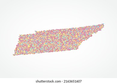 Tennessee Map - USA, United States of America map vector template with colorful dots, grid, grunge, halftone style isolated on white background for design - Vector illustration eps 10