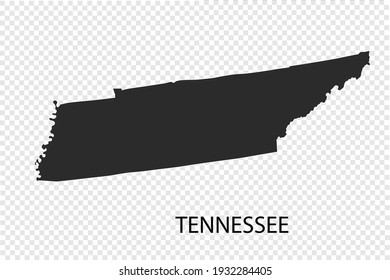 TENNESSEE map vector, black color. isolated on transparent background