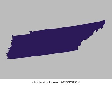 Tennessee-Karte, Vektorgrafik, blaue violette Farbe einzeln auf grauem Hintergrund.