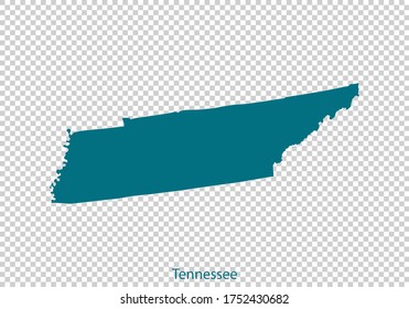Vector de mapa de Tennessee, color de cáscara aislado sobre fondo transparente