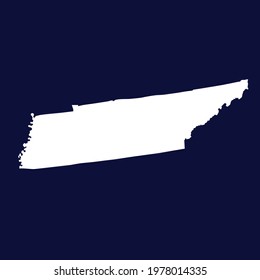 TENNESSEE map vector. white color on blue background.