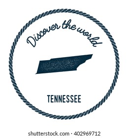 Tennessee map in vintage discover the world rubber stamp. Hipster style nautical postage stamp, with round rope border. Vector illustration.