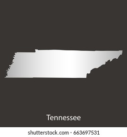 Tennessee map,border with chrome,metal shine gradient. Vector illustration