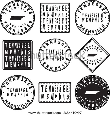 Tennessee Memphis Round Seal Map Design