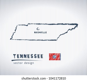 Tennessee national vector drawing map on white background