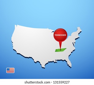 Tennessee on USA map