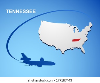 Tennessee on USA map