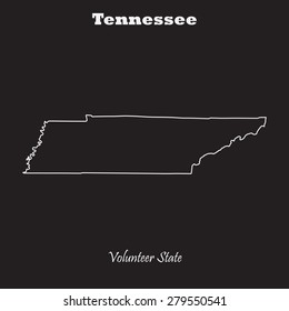 Tennessee Outline Map, Stroke. Name Of State. Line Style. Vector EPS8