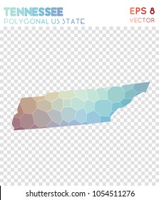 Tennessee polygonal map, mosaic style us state. Captivating low poly style, modern design. Tennessee polygonal map for infographics or presentation.