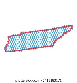 Tennessee population map. Stick figures people map with bold red translucent state border. Pattern of men and women icons. Isolated vector illustration. Editable stroke.