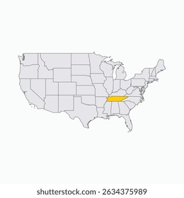 Tennessee Region highlighted on USA map