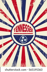 Tennessee retro sunbeams poster.
A vintage Tennessee poster with sunbeams and a a texture for your advertising