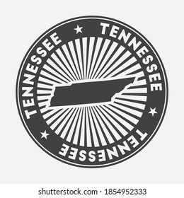 Tennessee round logo. Vintage travel badge with the circular name and map of us state, vector illustration. Can be used as insignia, logotype, label, sticker or badge of the Tennessee.