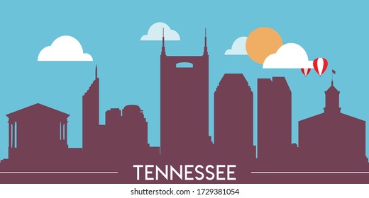 Tennessee Skyline Silhouette Flat Design Vector Illustration