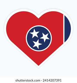 Tennessee state flag in Heart shape. Vector Tennessee flag in Heart.

