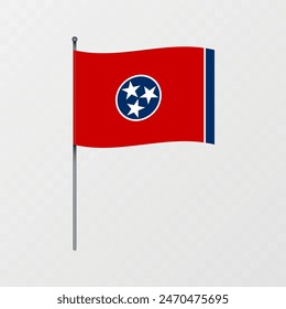Tennessee State Flag auf Fahnenmast. Vektorillustration.