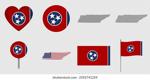 Tennessee State Flags and Maps Icon Pack.