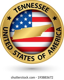 Tennessee state gold label with state map, vector illustration