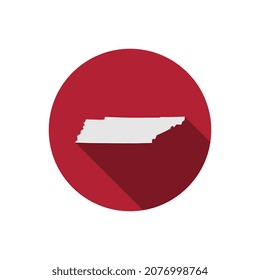 Tennessee state map circle with long shadow