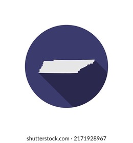 Tennessee state map circle with long shadow