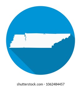 Tennessee state map flat icon with long shadow EPS 10 vector illustration on white background.