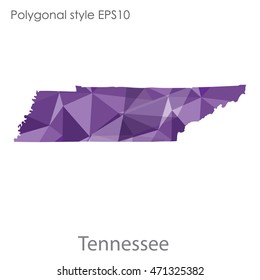 Tennessee state map in geometric polygonal style.Abstract gems triangle,modern design background. Vector illustration EPS10