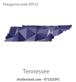 Tennessee state map in geometric polygonal style.Abstract gems triangle,modern design background. Vector illustration EPS10