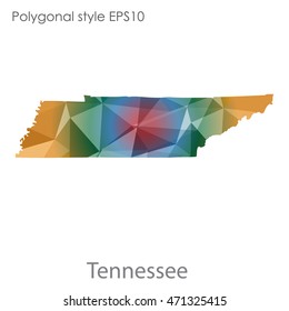 Tennessee state map in geometric polygonal style.Abstract gems triangle,modern design background. Vector illustration EPS10