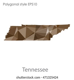 Tennessee state map in geometric polygonal style.Abstract gems triangle,modern design background. Vector illustration EPS10