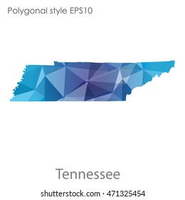 Tennessee state map in geometric polygonal style.Abstract gems triangle,modern design background. Vector illustration EPS10