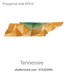 Tennessee state map in geometric polygonal style.Abstract gems triangle,modern design background. Vector illustration EPS10