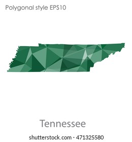 Tennessee state map in geometric polygonal style.Abstract gems triangle,modern design background. Vector illustration EPS10