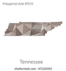Tennessee state map in geometric polygonal style.Abstract gems triangle,modern design background. Vector illustration EPS10