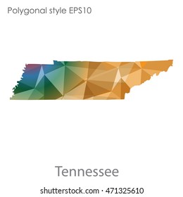 Tennessee state map in geometric polygonal style.Abstract gems triangle,modern design background. Vector illustration EPS10