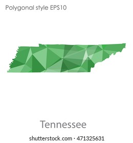 Tennessee state map in geometric polygonal style.Abstract gems triangle,modern design background. Vector illustration EPS10