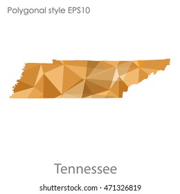 Tennessee state map in geometric polygonal style.Abstract gems triangle,modern design background. Vector illustration EPS10