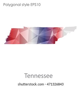 Tennessee state map in geometric polygonal style.Abstract gems triangle,modern design background. Vector illustration EPS10