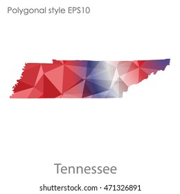 Tennessee state map in geometric polygonal style.Abstract gems triangle,modern design background. Vector illustration EPS10