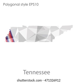 Tennessee state map in geometric polygonal style.Abstract gems triangle,modern design background. Vector illustration EPS10