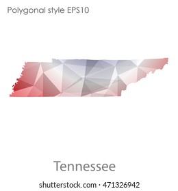 Tennessee state map in geometric polygonal style.Abstract gems triangle,modern design background. Vector illustration EPS10
