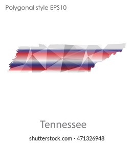 Tennessee state map in geometric polygonal style.Abstract gems triangle,modern design background. Vector illustration EPS10