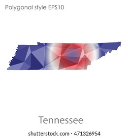Tennessee state map in geometric polygonal style.Abstract gems triangle,modern design background. Vector illustration EPS10