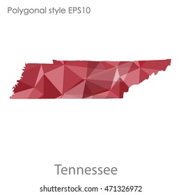 Tennessee state map in geometric polygonal style.Abstract gems triangle,modern design background. Vector illustration EPS10
